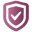 Shield icon with a check mark on a white background