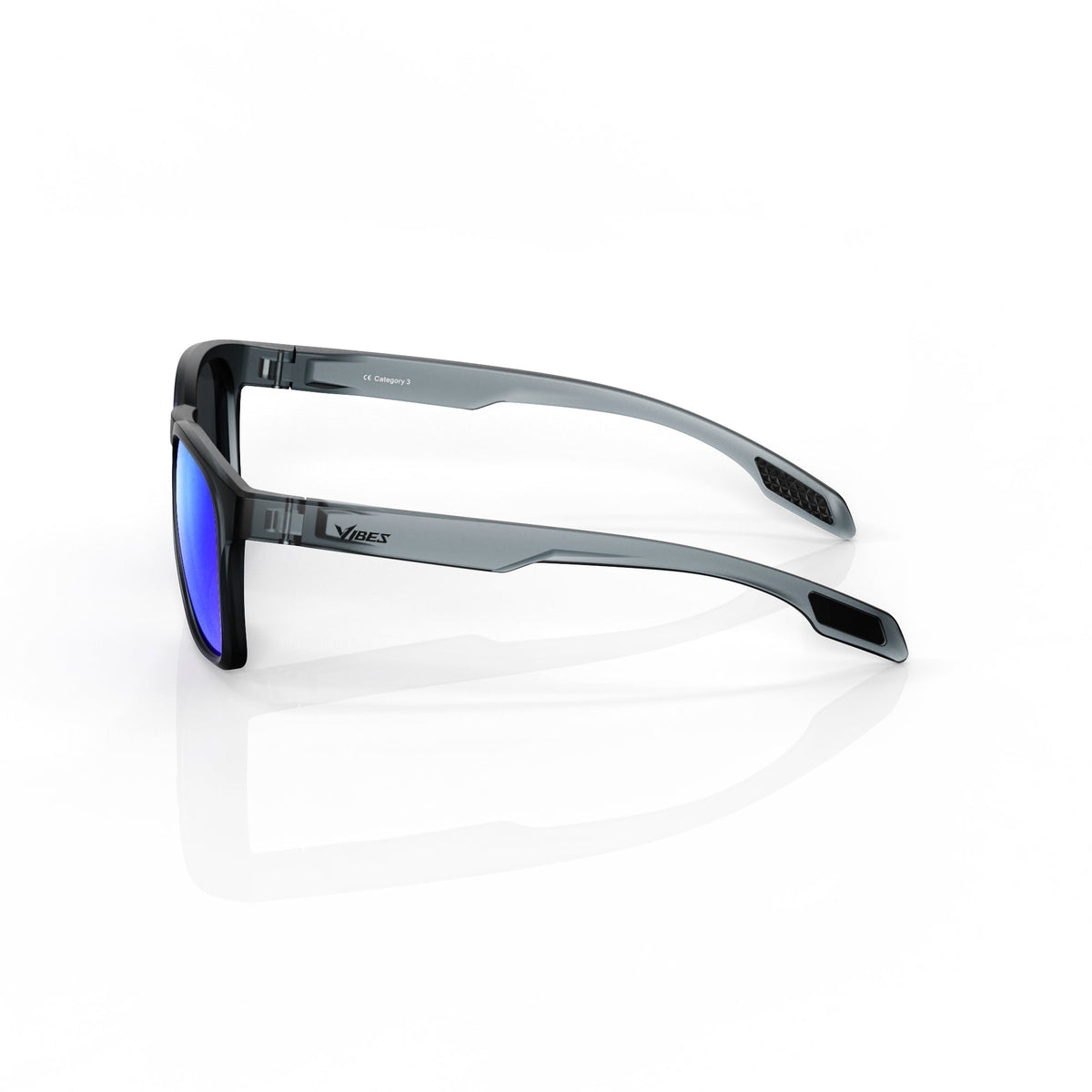 Loft square sunglasses in Purple / Black, purple lens on black frame, side view