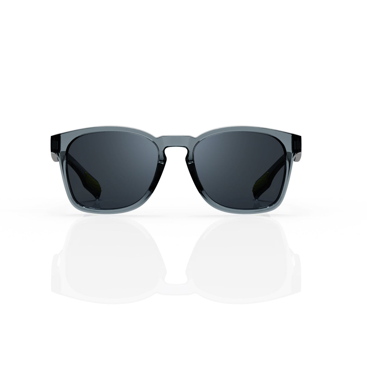 Loft square sunglasses in Black / Black, black lens on black frame, front view