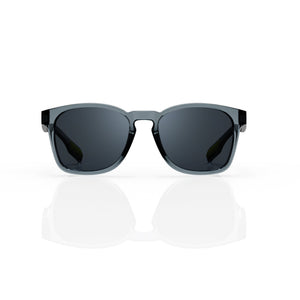 Loft square sunglasses in Black / Black, black lens on black frame, front view