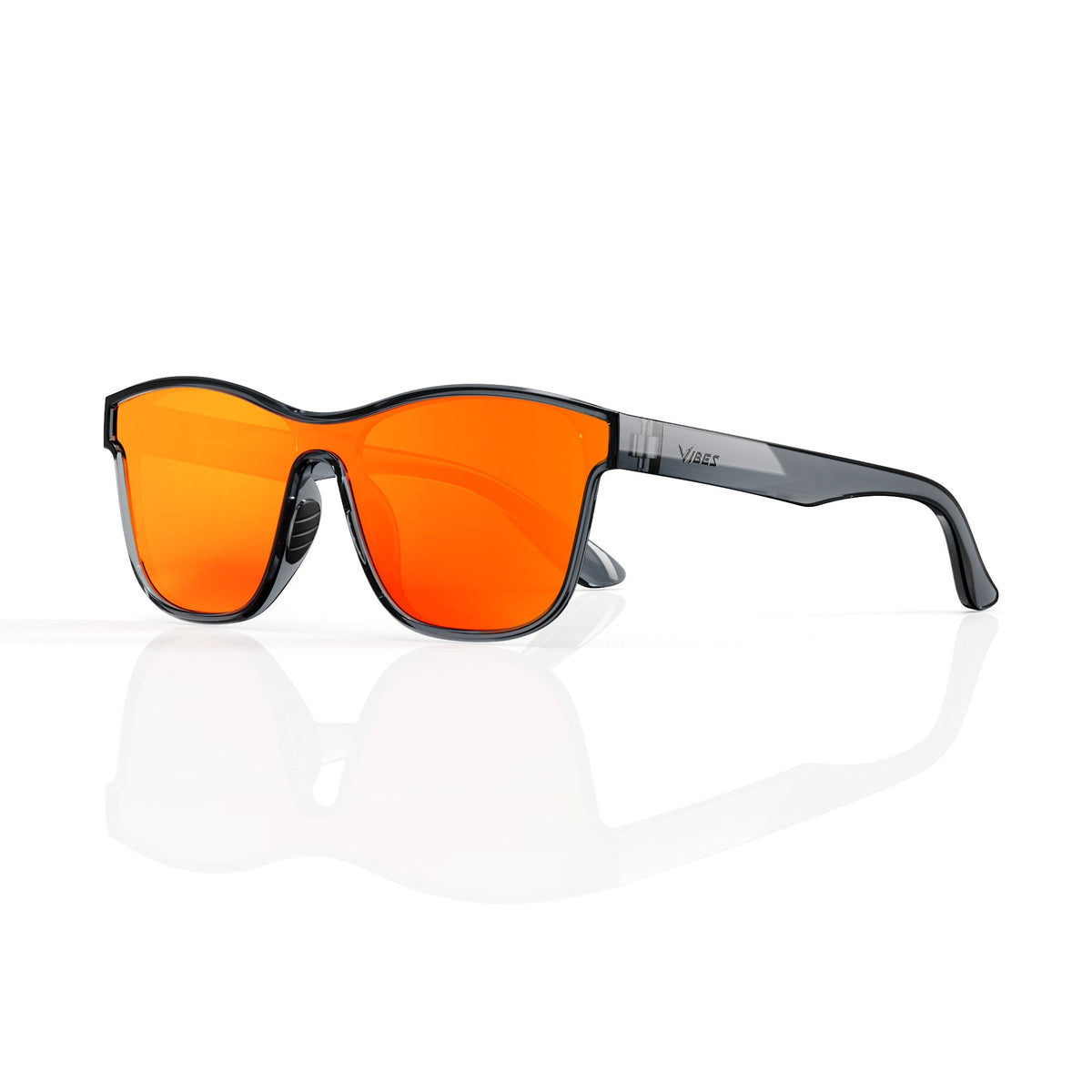 Radar performance wrap sunglasses in Red / Black, red lens on black frame, three-quarter view