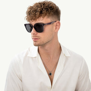 Vesper oversized square sunglasses in Black / Smoke Grey, black lens on smoke grey frame, side view
